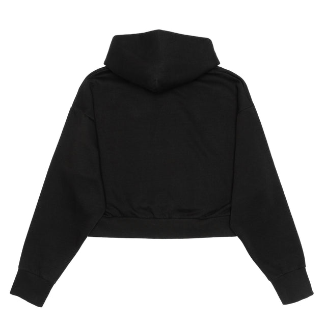 HERO-2120C Cropped Drop Shoulder Pullover Hoodie - Black