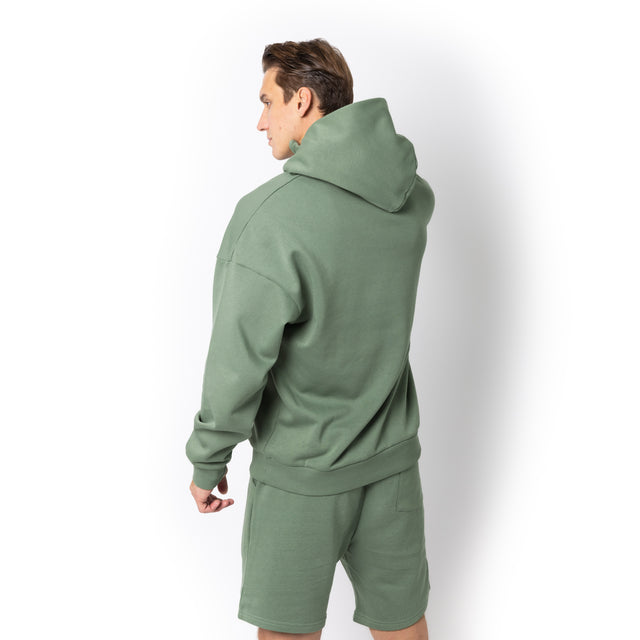 HERO-4220 Unisex Drop Shoulder Scuba 1/2 Zip Hoodie - Dusty Green