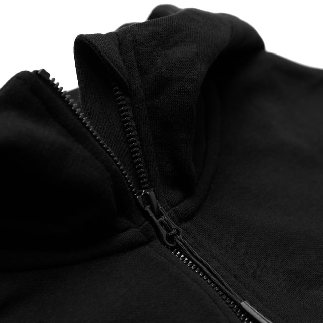 HERO-4220C Cropped Drop Shoulder Scuba 1/2 Zip Hoodie - Black