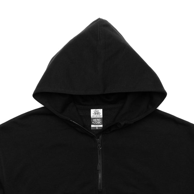 HERO-4220C Cropped Drop Shoulder Scuba 1/2 Zip Hoodie - Black