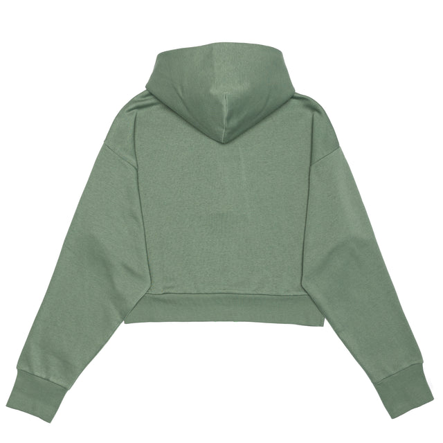 HERO-4220C Cropped Drop Shoulder Scuba 1/2 Zip Hoodie - Dusty Green