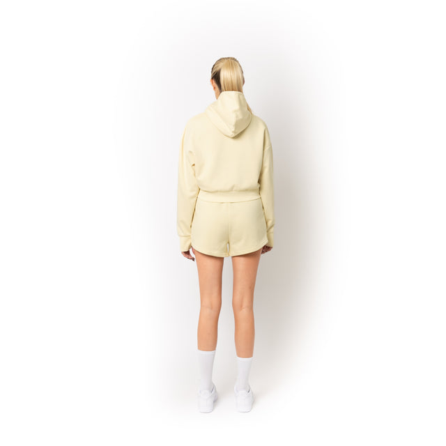 HERO-4220C Cropped Drop Shoulder Scuba 1/2 Zip Hoodie - Ivory