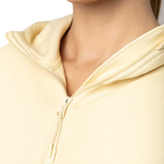 HERO-4220C Cropped Drop Shoulder Scuba 1/2 Zip Hoodie - Ivory