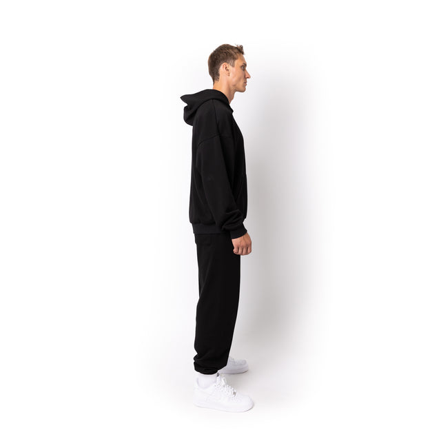 HERO-2120 Unisex Drop Shoulder Pullover Hoodie - Black