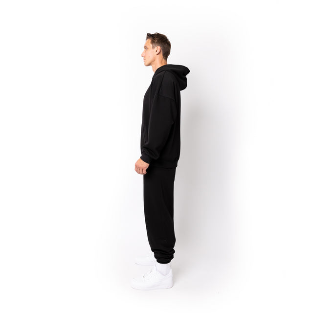 HERO-2120 Unisex Drop Shoulder Pullover Hoodie - Black