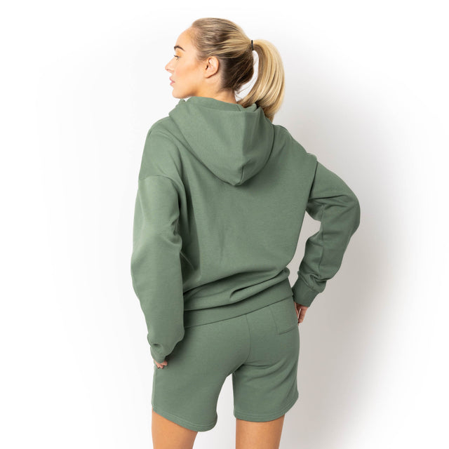 HERO-4220 Unisex Drop Shoulder Scuba 1/2 Zip Hoodie - Dusty Green