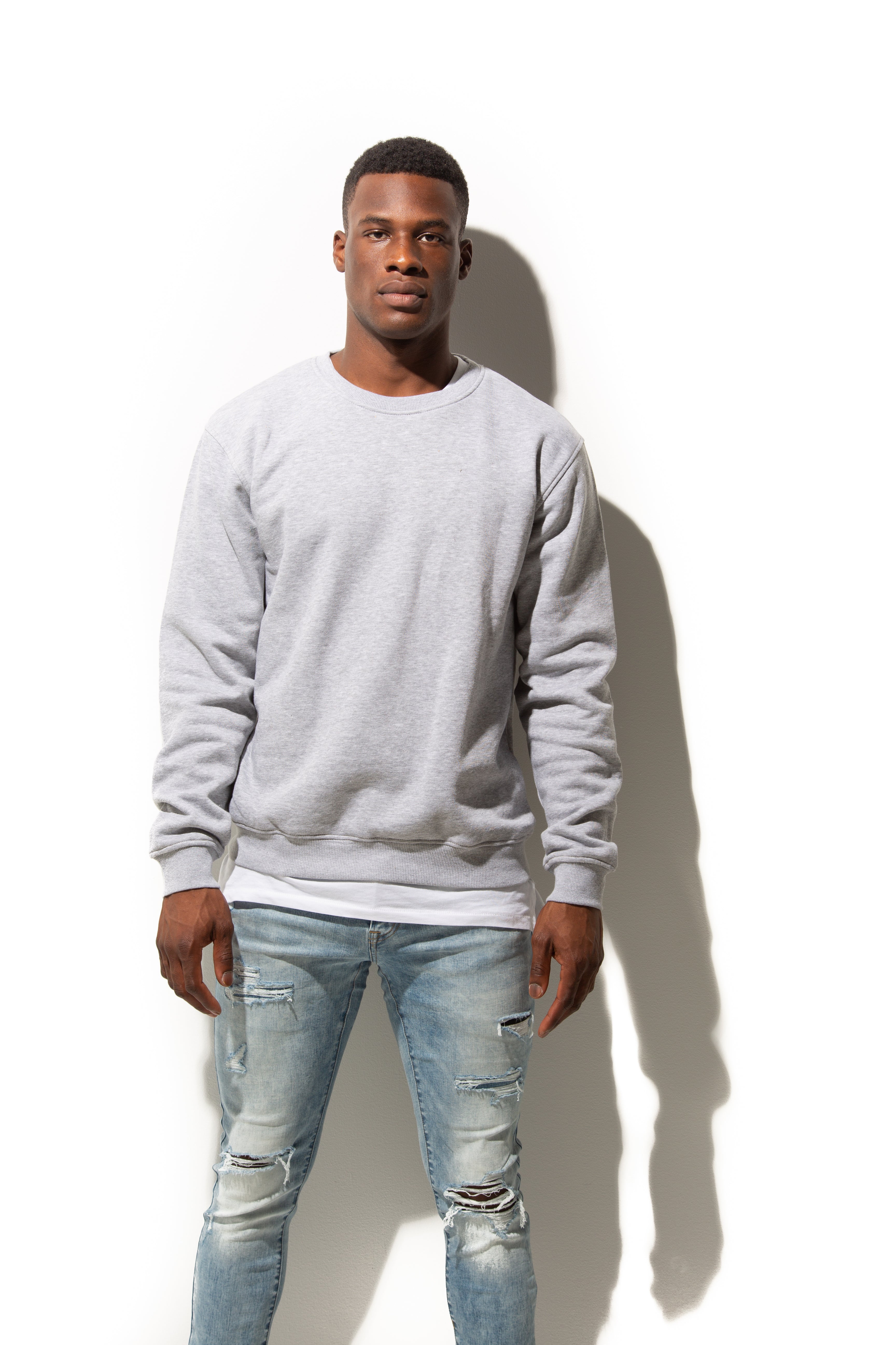 Grey hoodless sweatshirt online