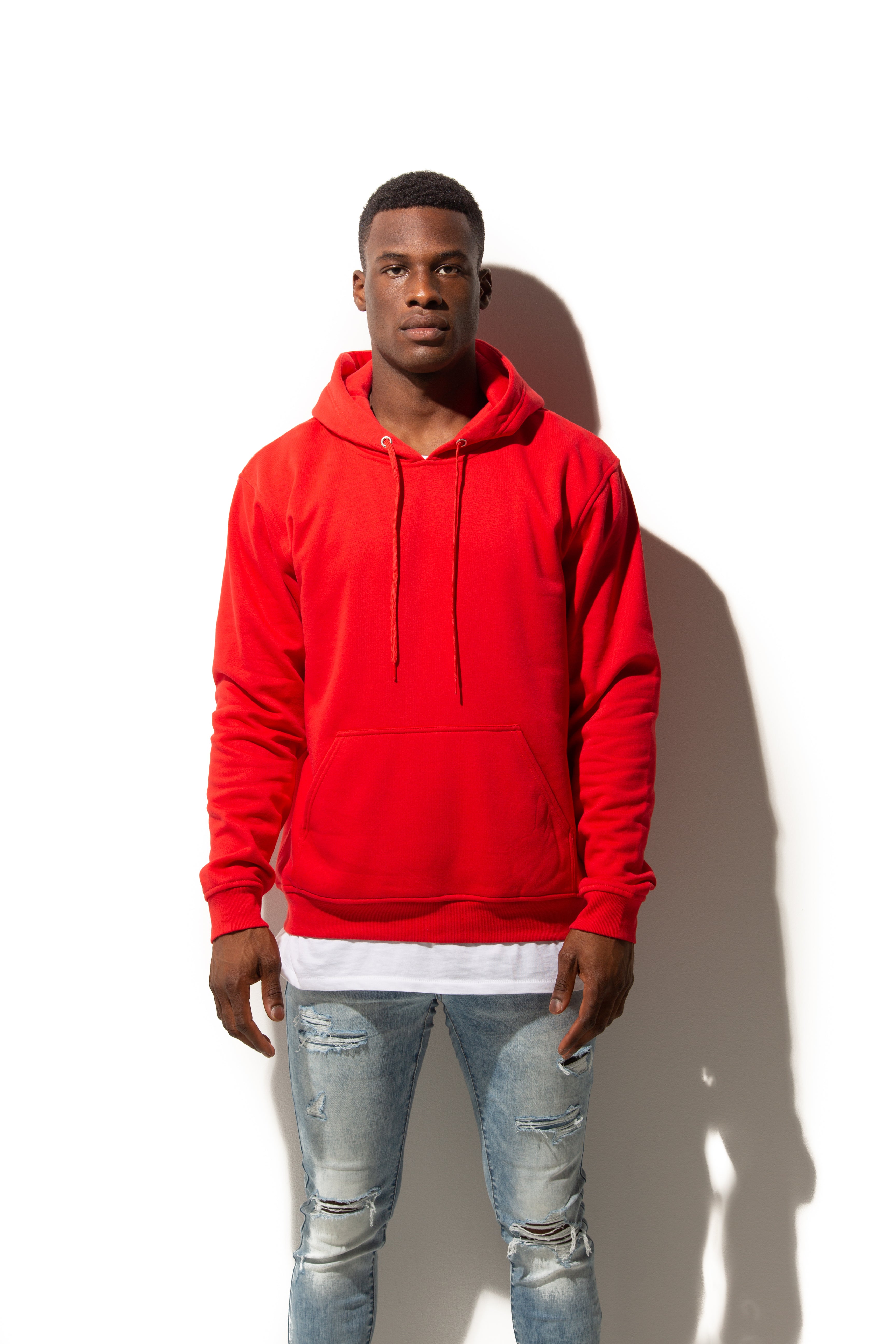 Grey and red hoodie online